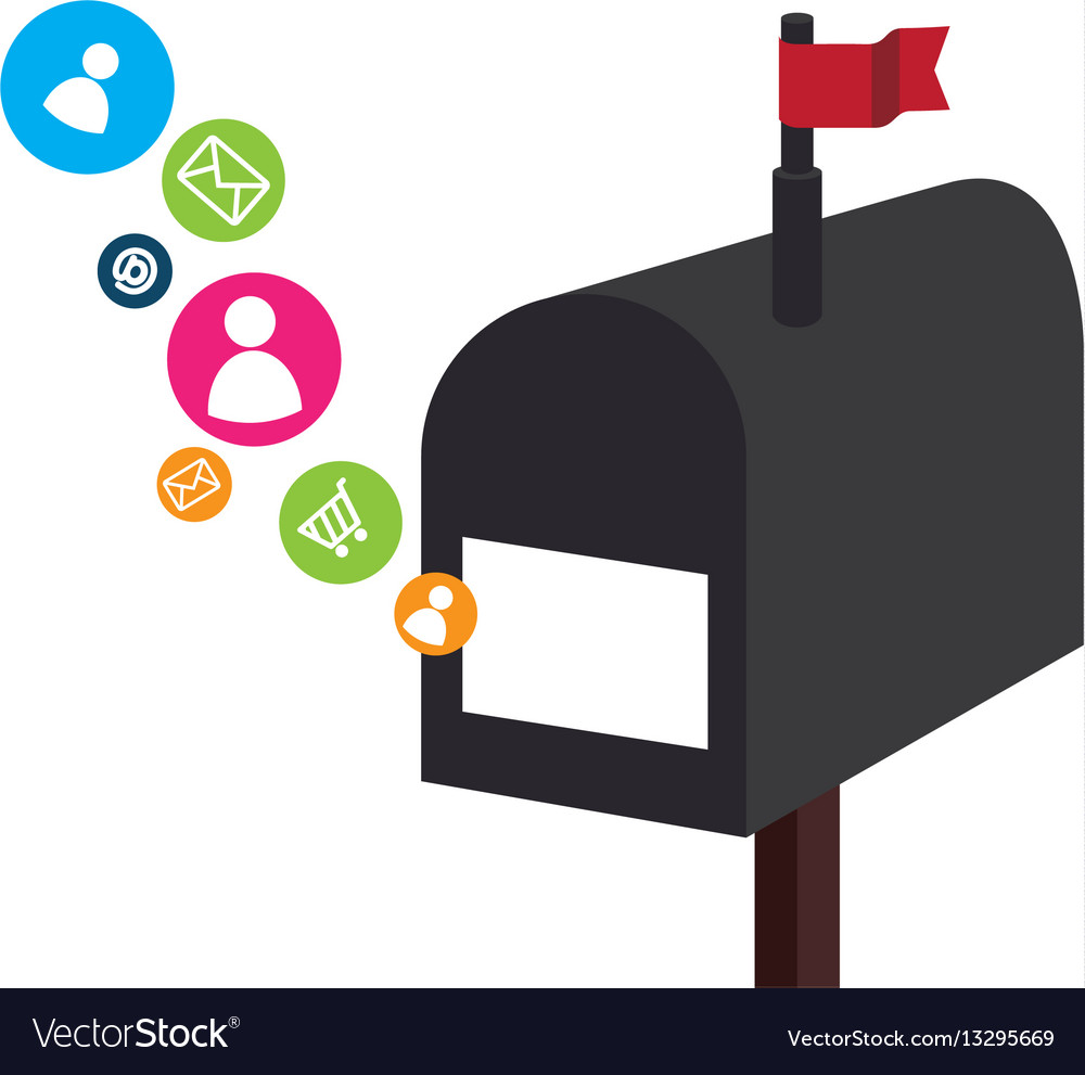 Mailbox mit Social Media-Symbolen