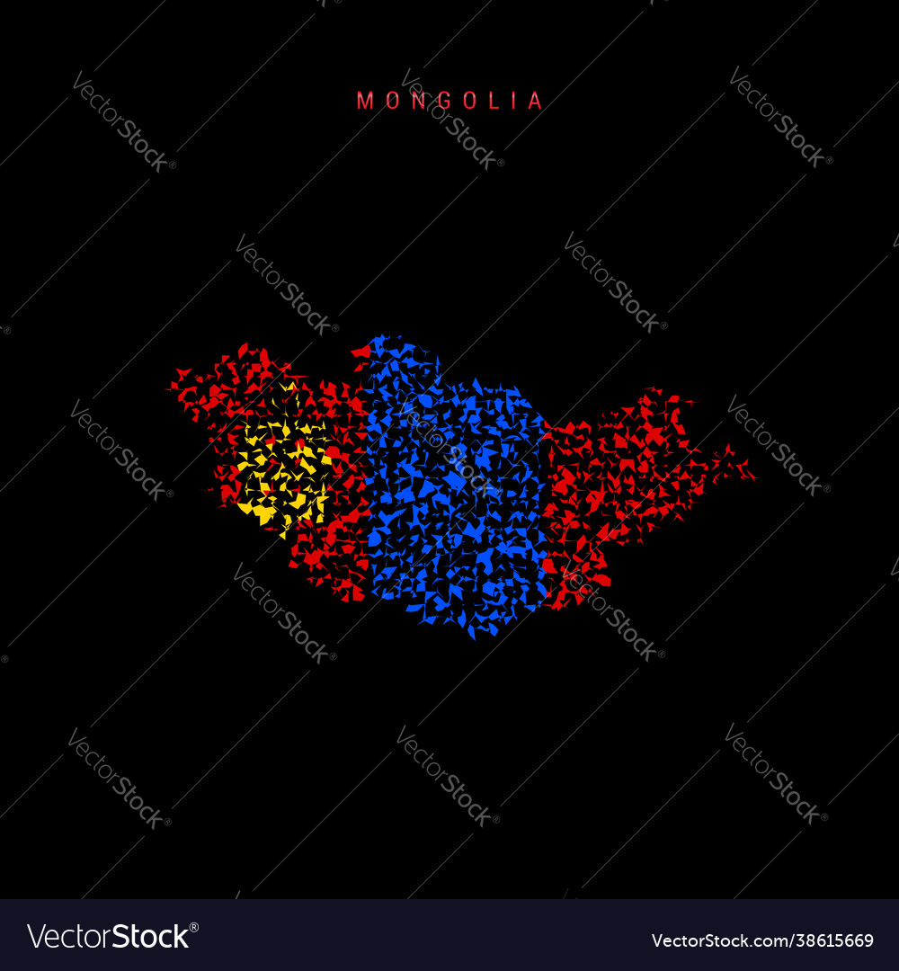 Mongolia flag map chaotic particles pattern Vector Image Mongolia flag map chaotic particles pattern