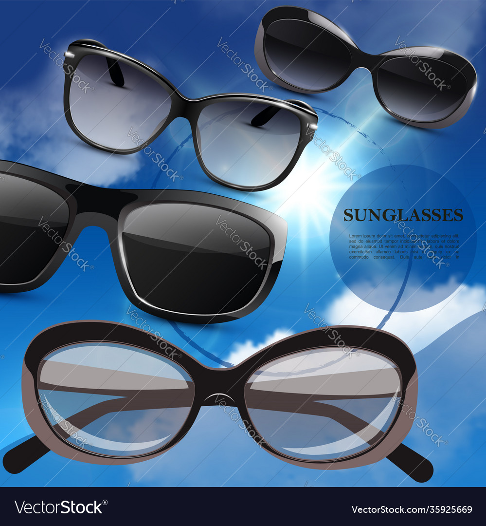 Realistic modern stylish sunglasses poster Vector Image