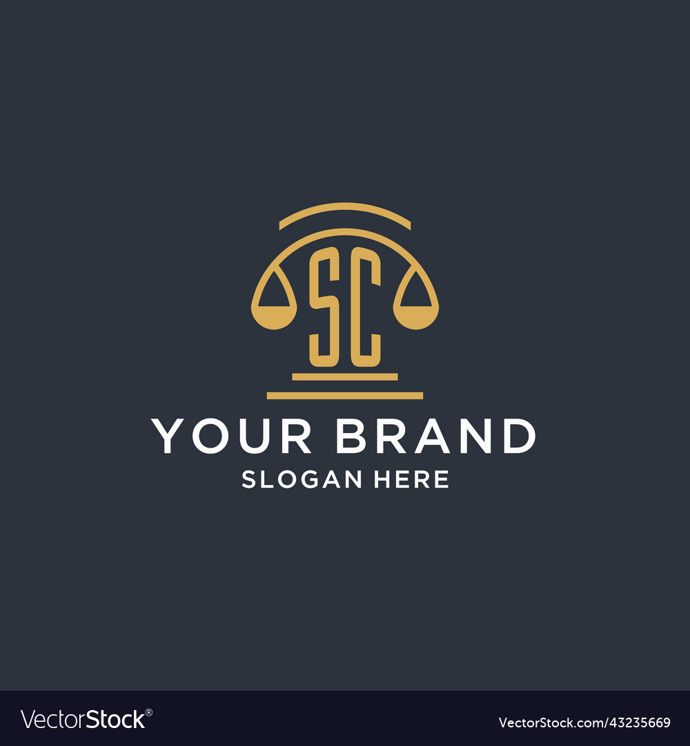 Sc initial with scale of justice logo design