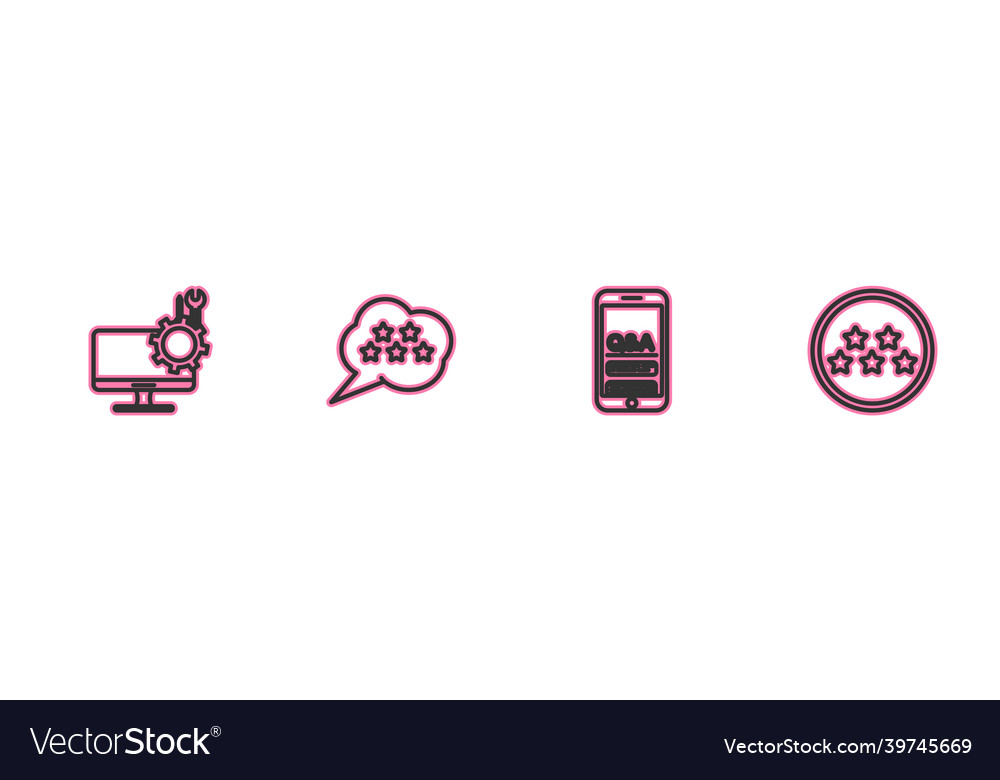 Set line computer monitor service mobile question Vector Image Set line computer monitor service mobile question