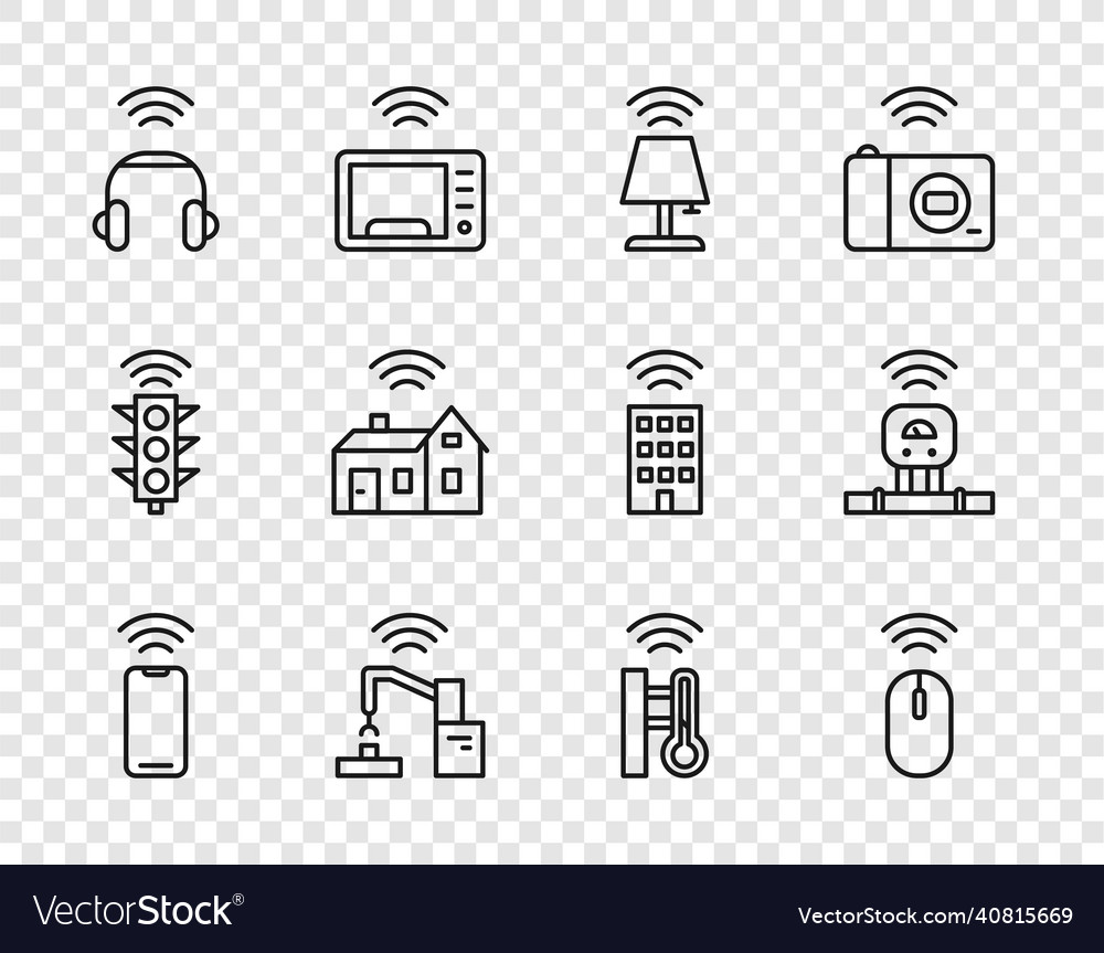 Set line wireless smartphone mouse smart table vector image Set line wireless smartphone mouse smart table