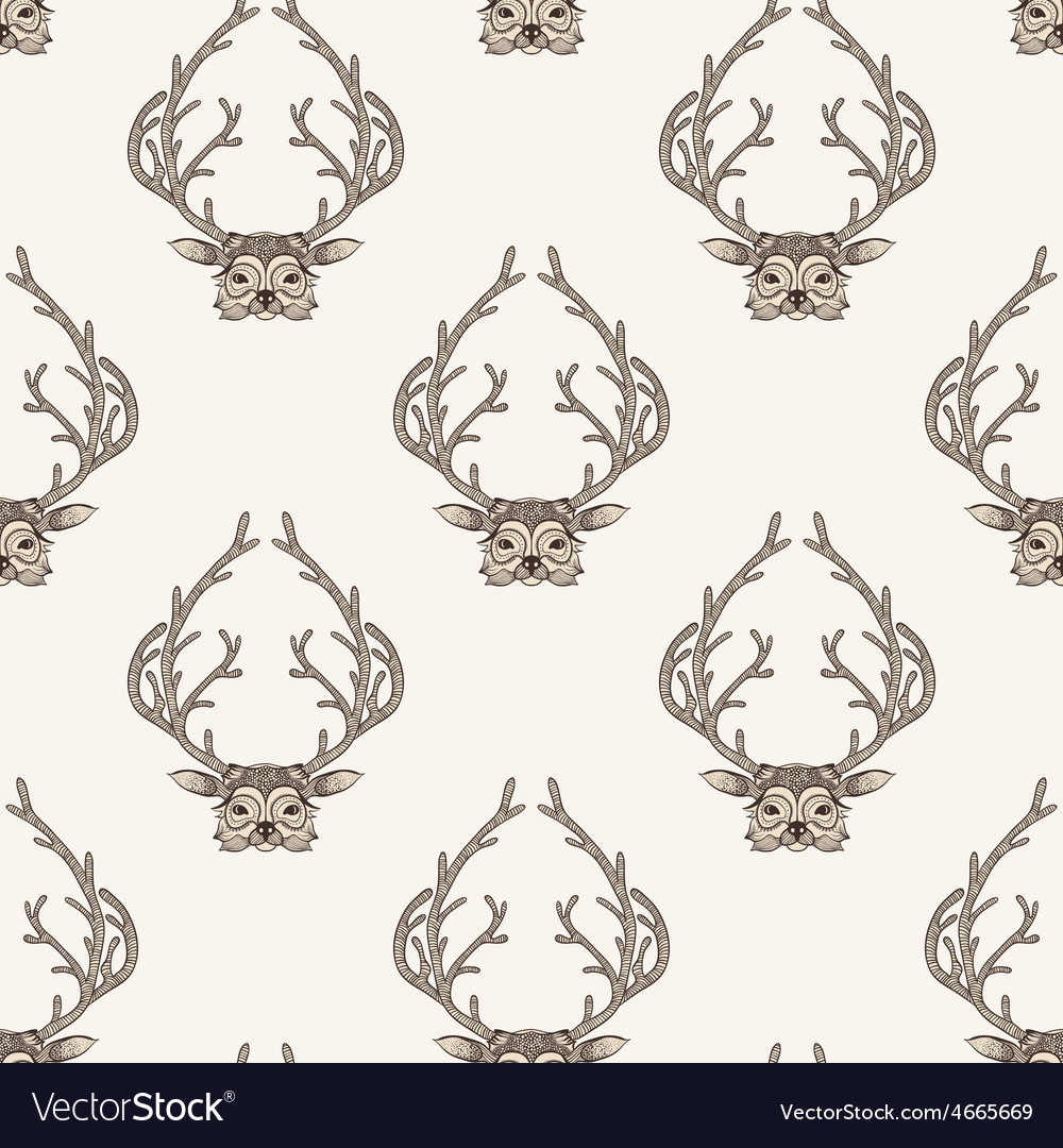 Zentangle Deer Seamless Pattern