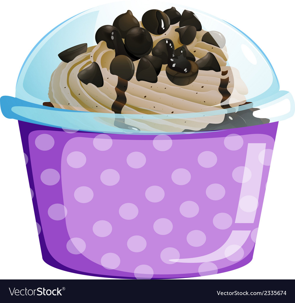 A lavender disposable cup with cake inside Vector Image