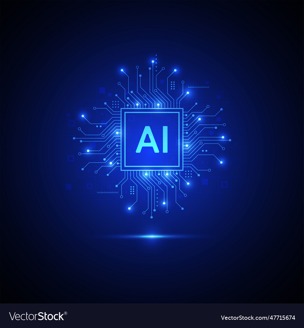 Artificial intelligence circuit line style vector image Artificial intelligence circuit line style