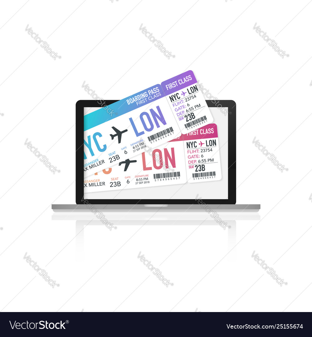 Buying airplane tickets on laptop