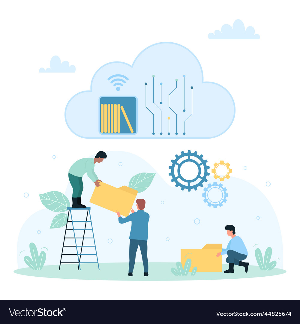 Cloud library for data and digital information vector image Cloud library for data and digital information
