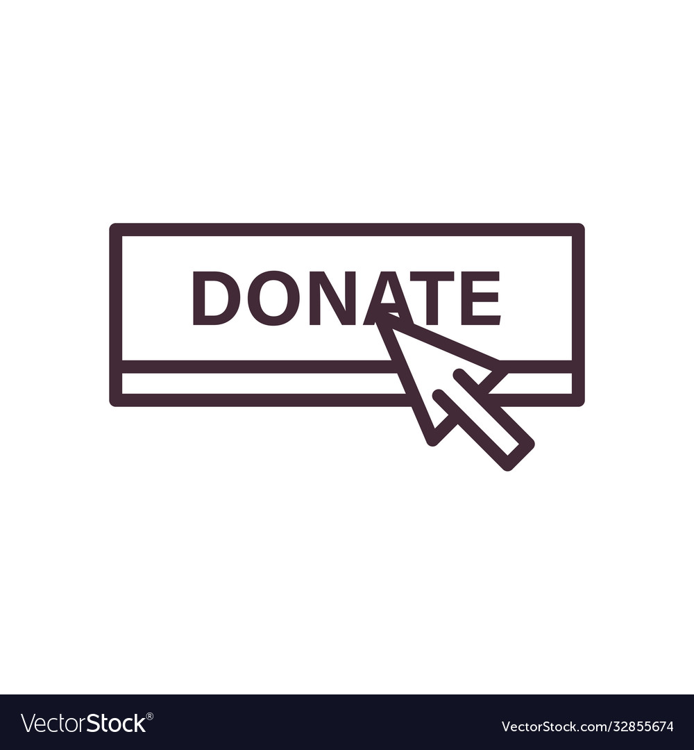 Donate button with cursor arrow line style icon