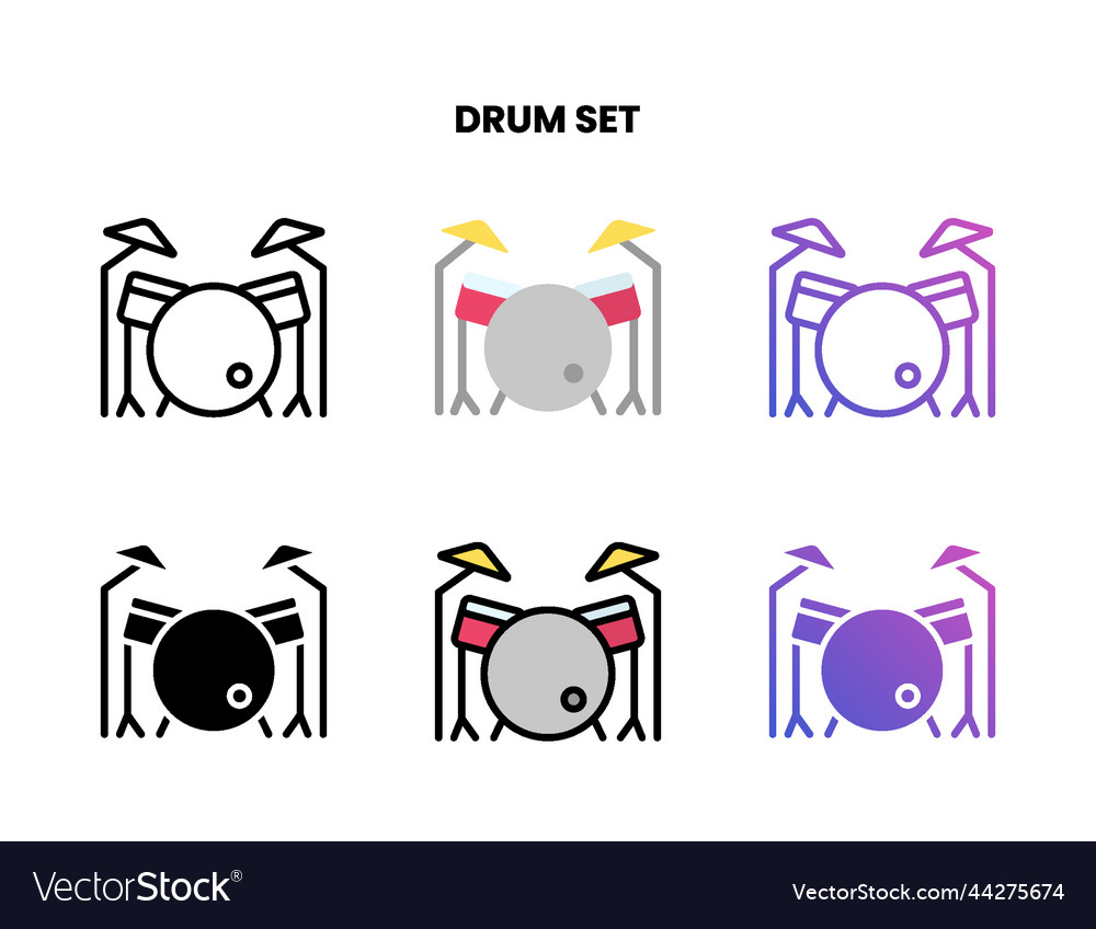 Drums set icon with different style