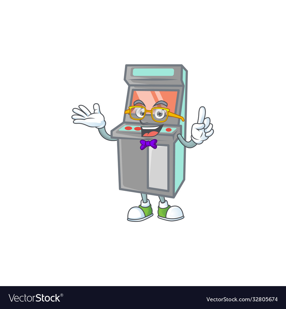 Geek character arcade game machine mascot