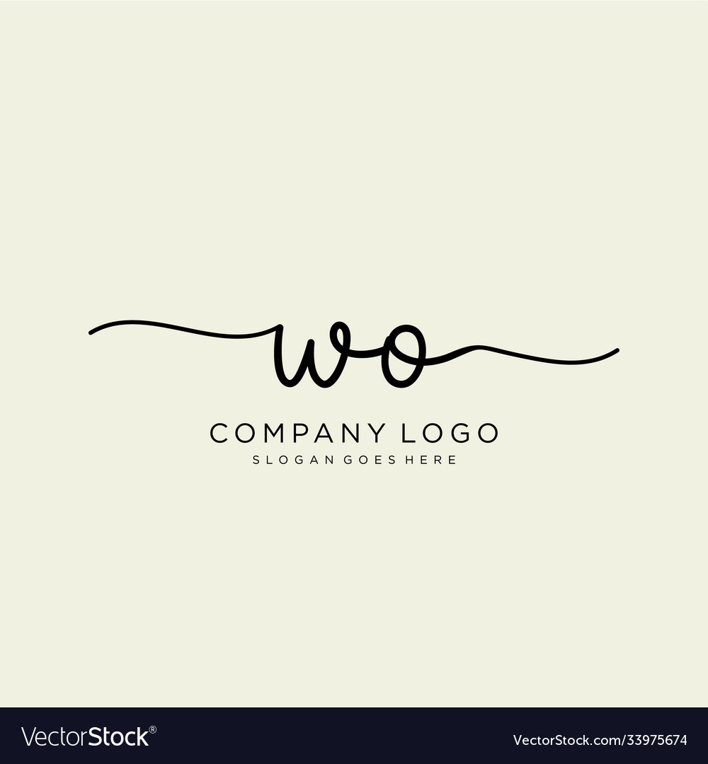 Initial wo handwriting logo with circle template