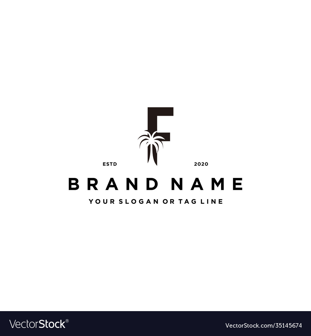 Letter f palm logo design concept