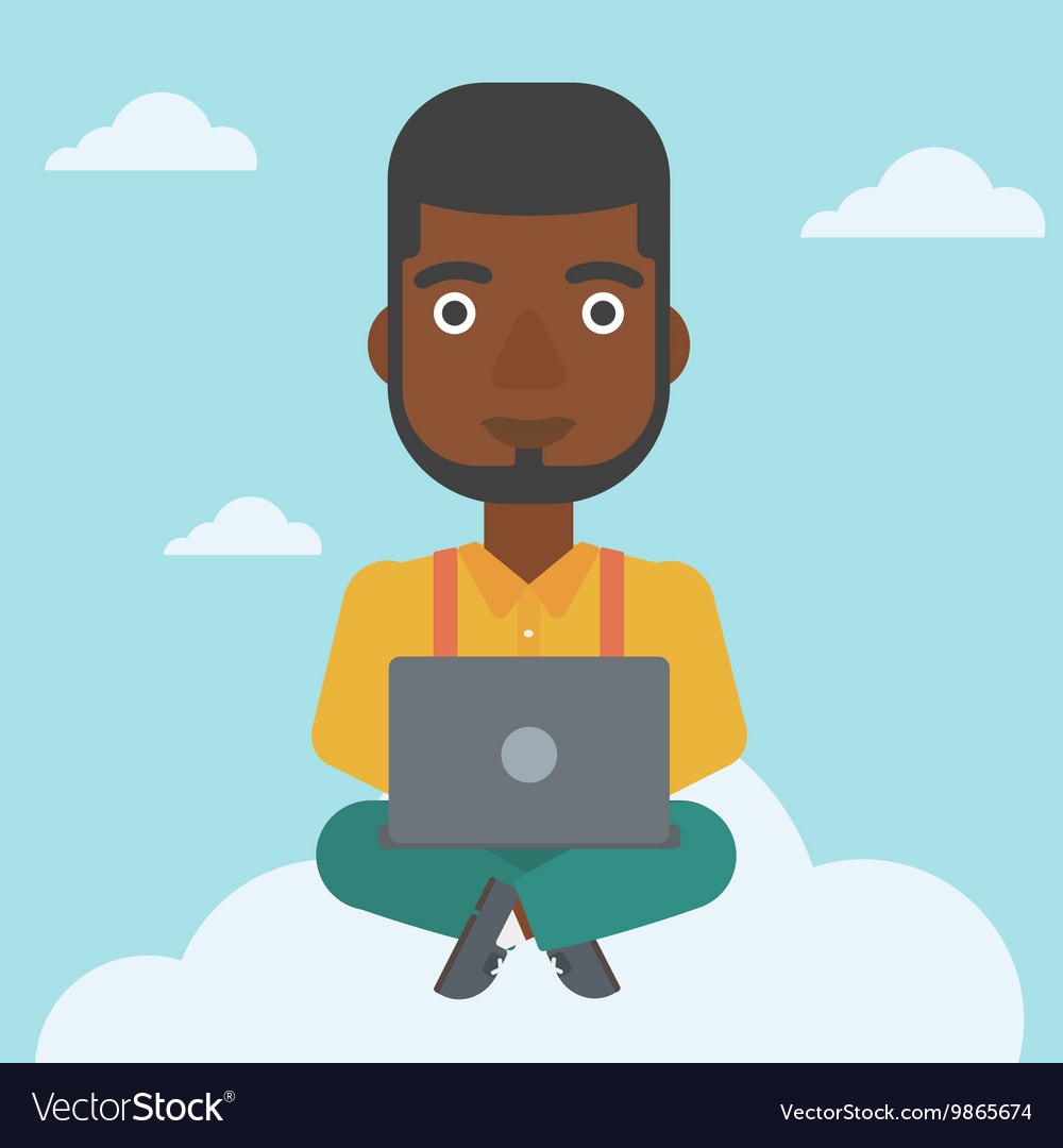 Man using cloud computing technology