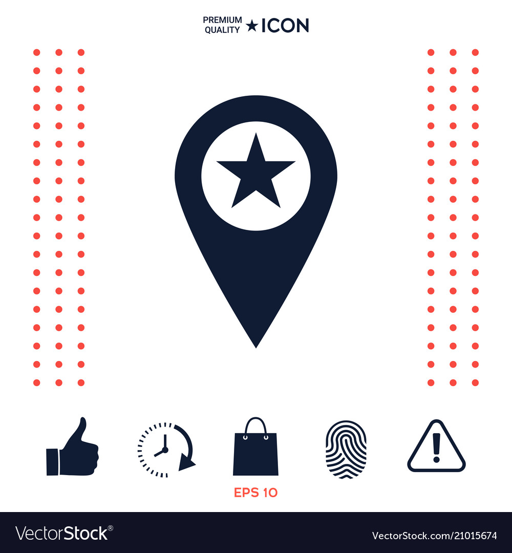 Map pointer with star vector image Map pointer with star