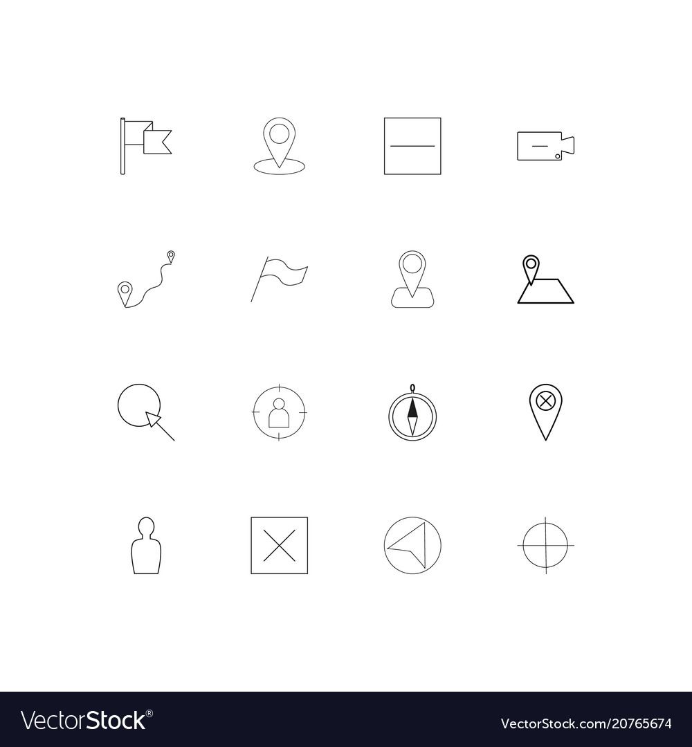 Maps and navigation linear thin icons set