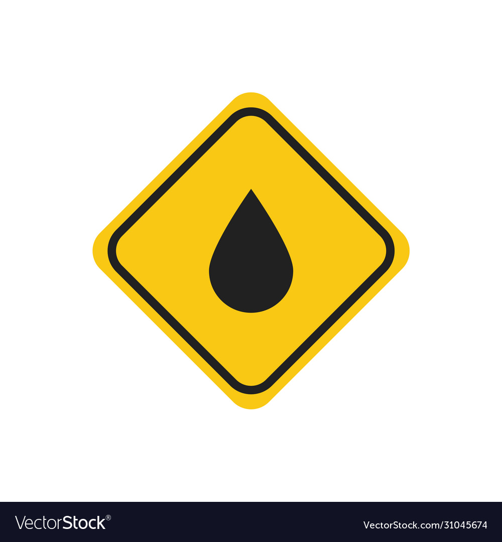 oil-drop-in-yellow-road-sign-on-white-background-vector-image