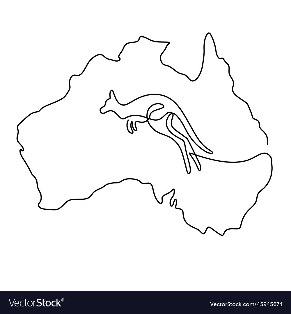 One continuous line drawing of australia wild