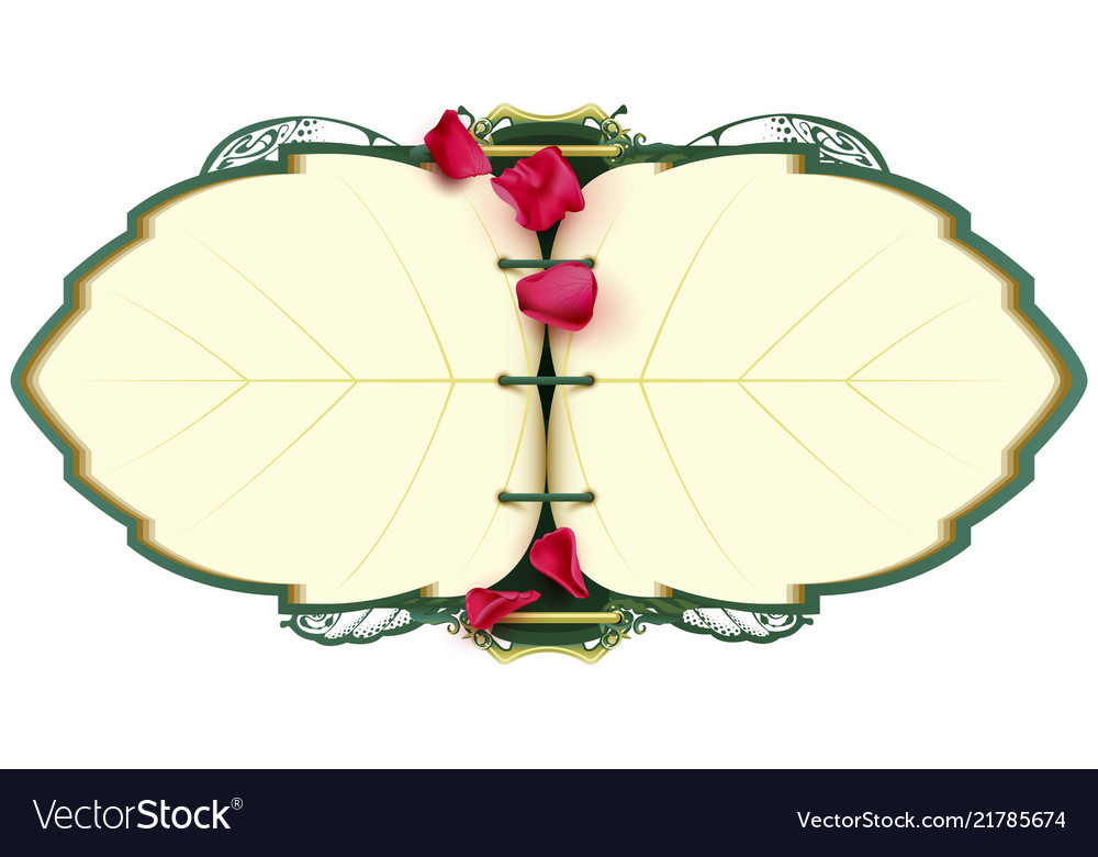 Open book notebook in shape of leaf tree and petal