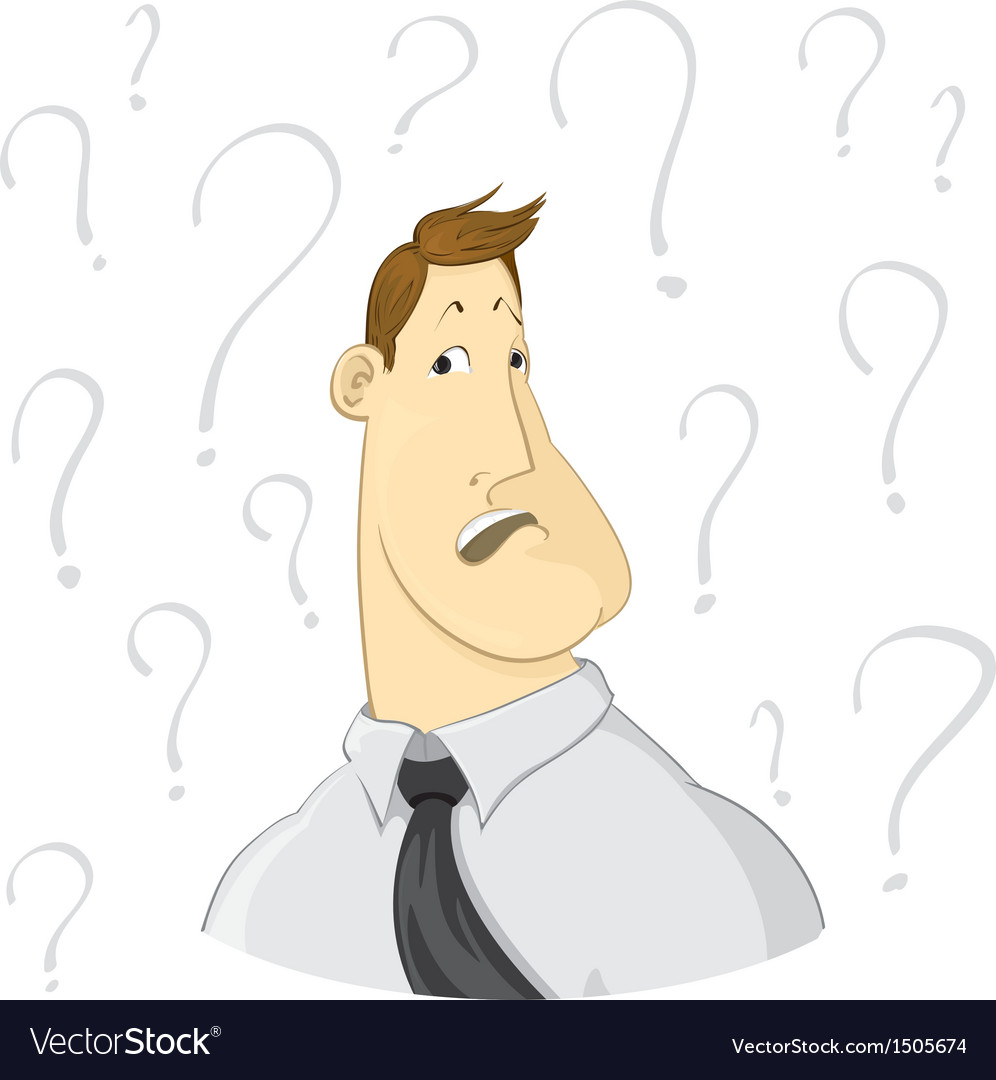 Pensive Man with Question Marks