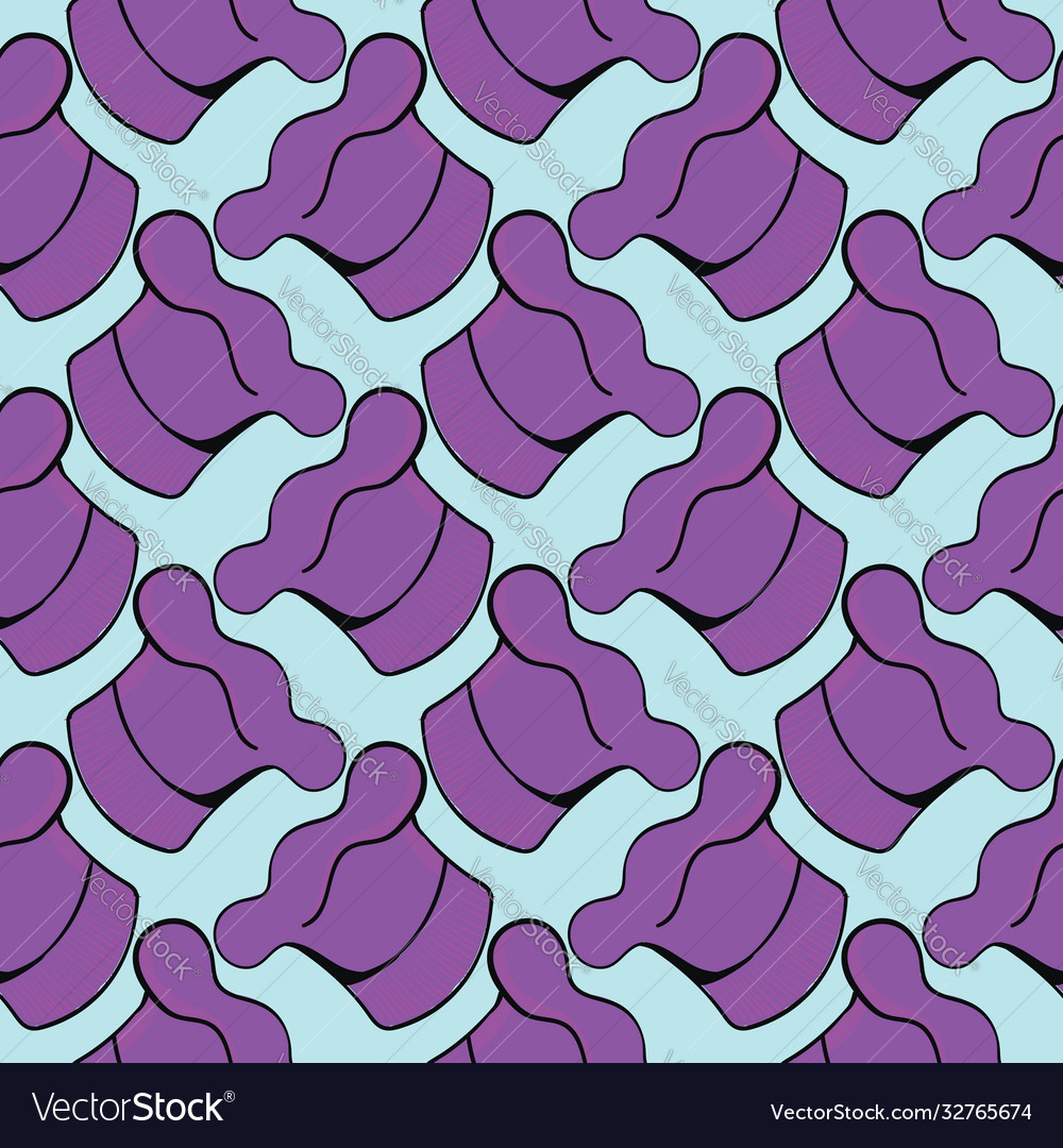 Purple chef hat seamless pattern on blue Vector Image