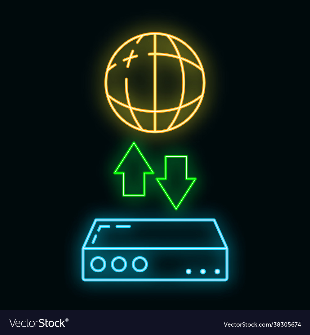 Remote computer server data cloud icon glow neon Vector Image Remote computer server data cloud icon glow neon