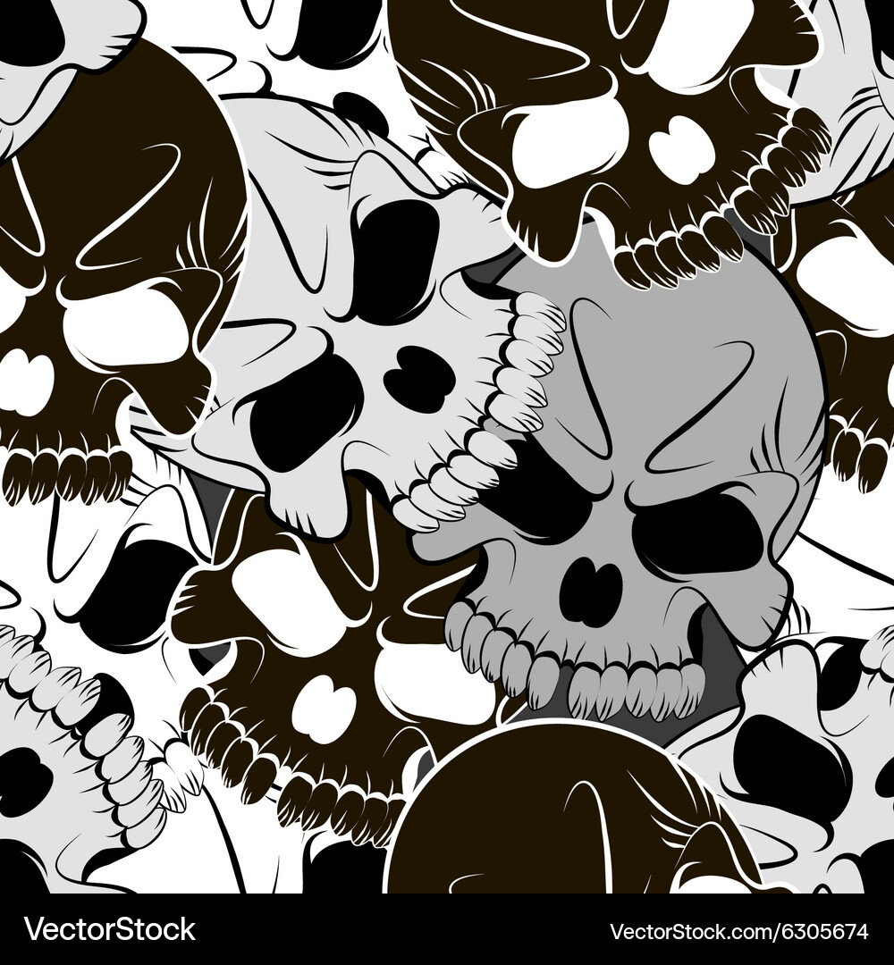 Seamless pattern with skulls Royalty Free Vector Image
