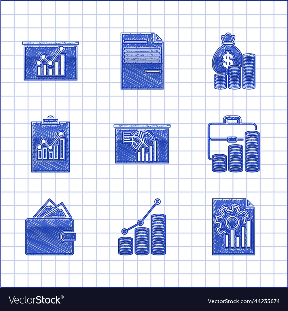 Set board with graph chart pie infographic vector image Set board with graph chart pie infographic