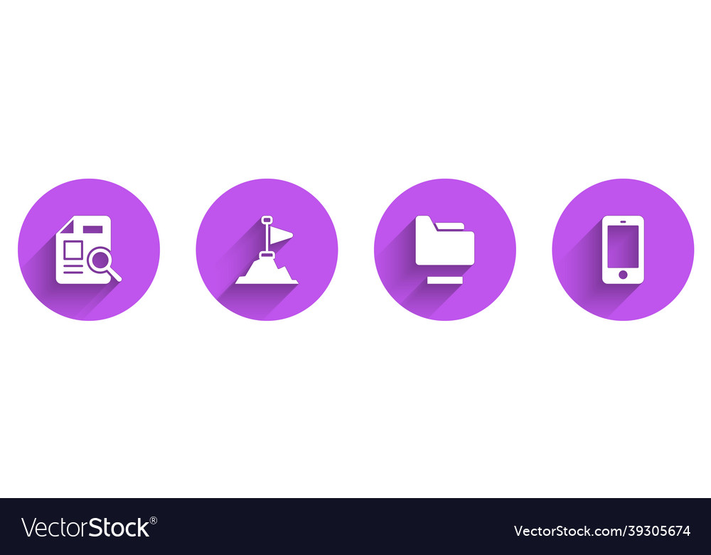 Set document with graph chart mountains flag vector image Set document with graph chart mountains flag