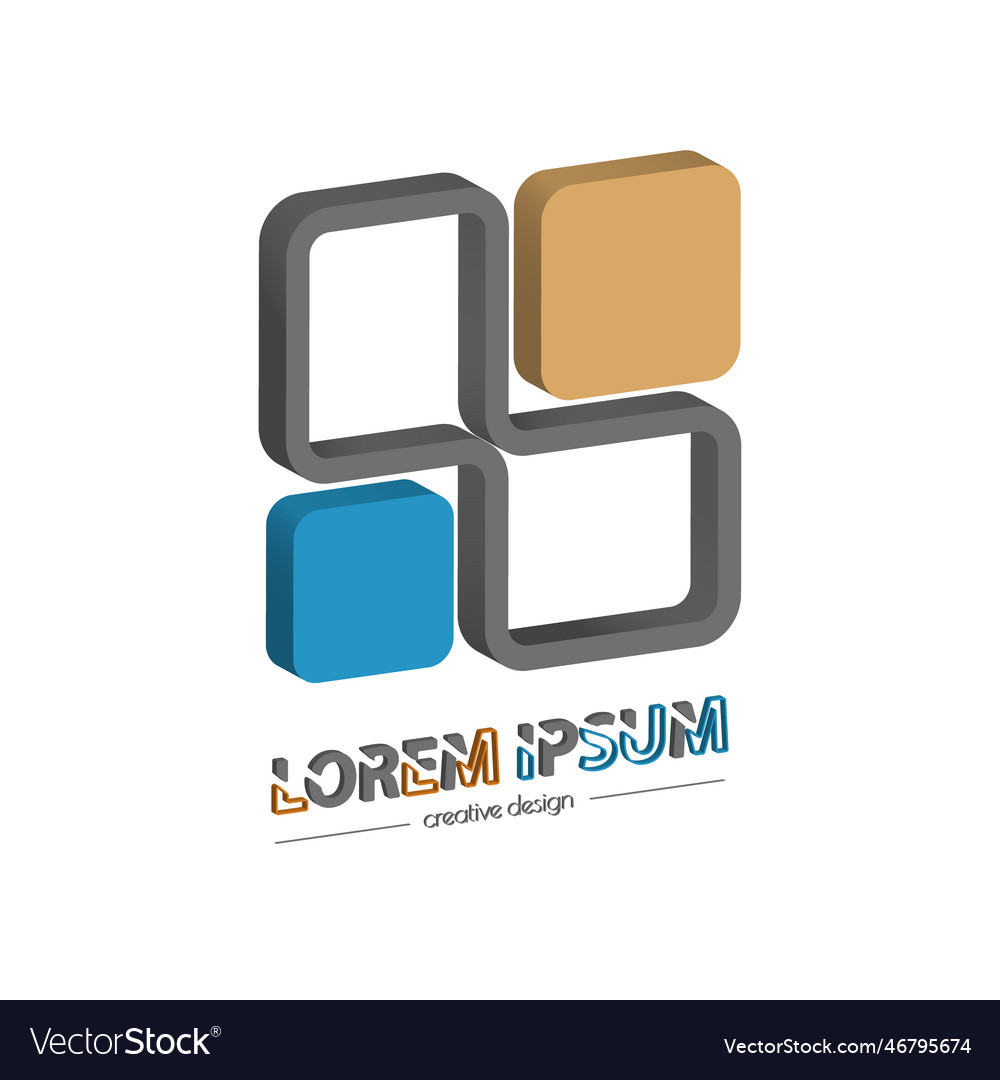 Square 3d template for logo design website