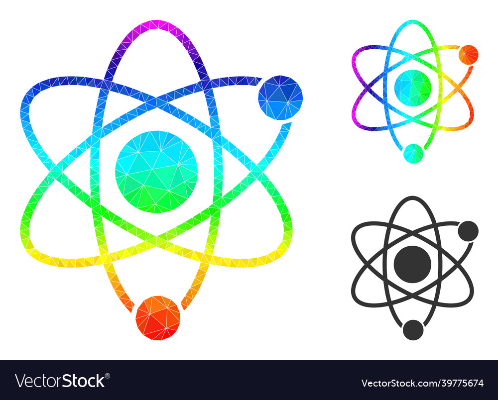 Triangle filled atomic icon with spectrum vector image Triangle filled atomic icon with spectrum