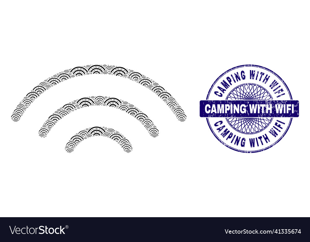Wi-fi source fractal composition vector image Wi-fi source fractal composition