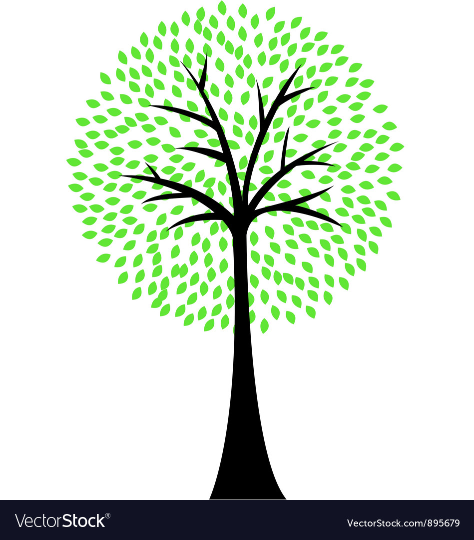 Art tree silhouette isolated on white background