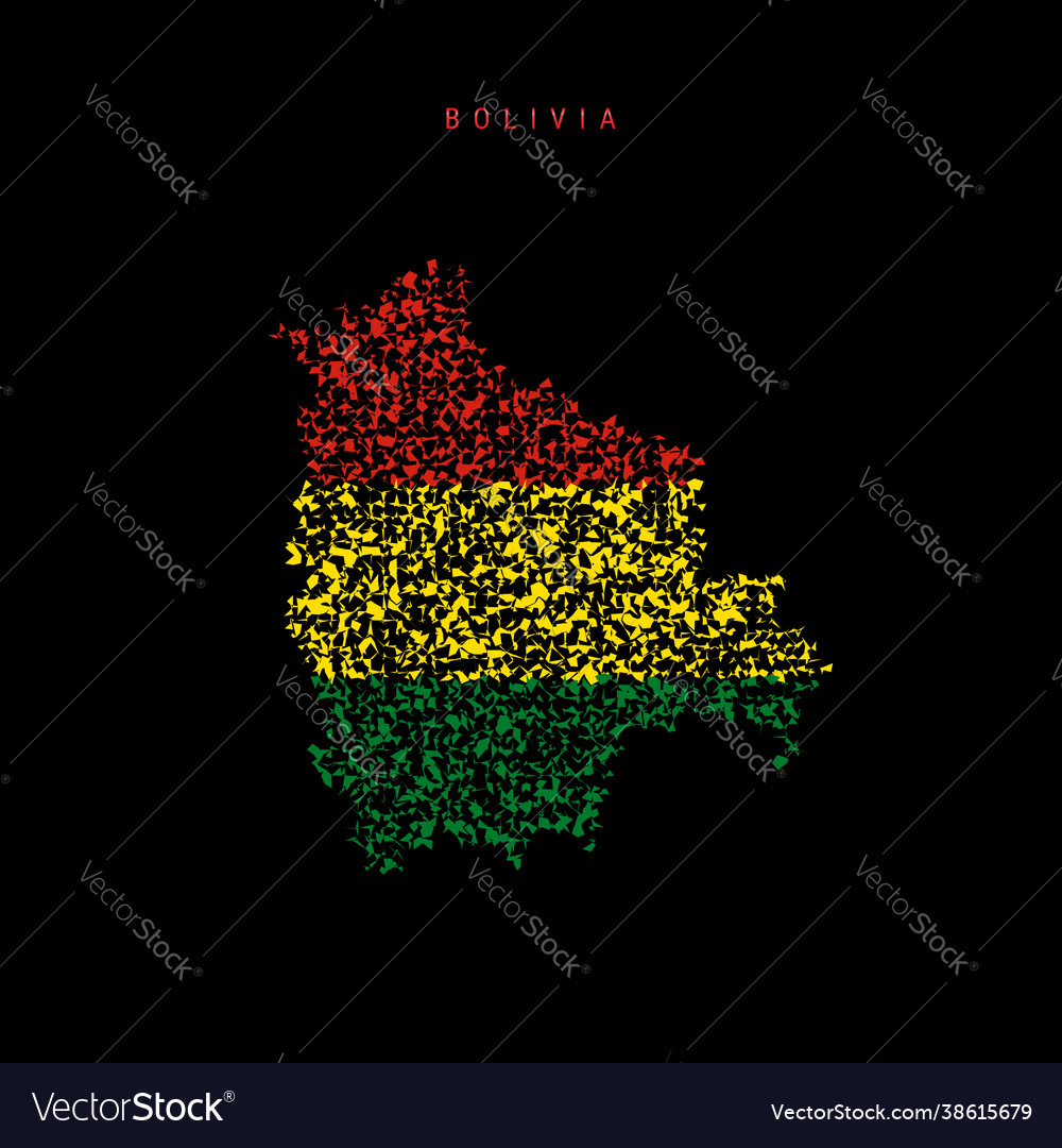 Bolivia flag map chaotic particles pattern vector image Bolivia flag map chaotic particles pattern