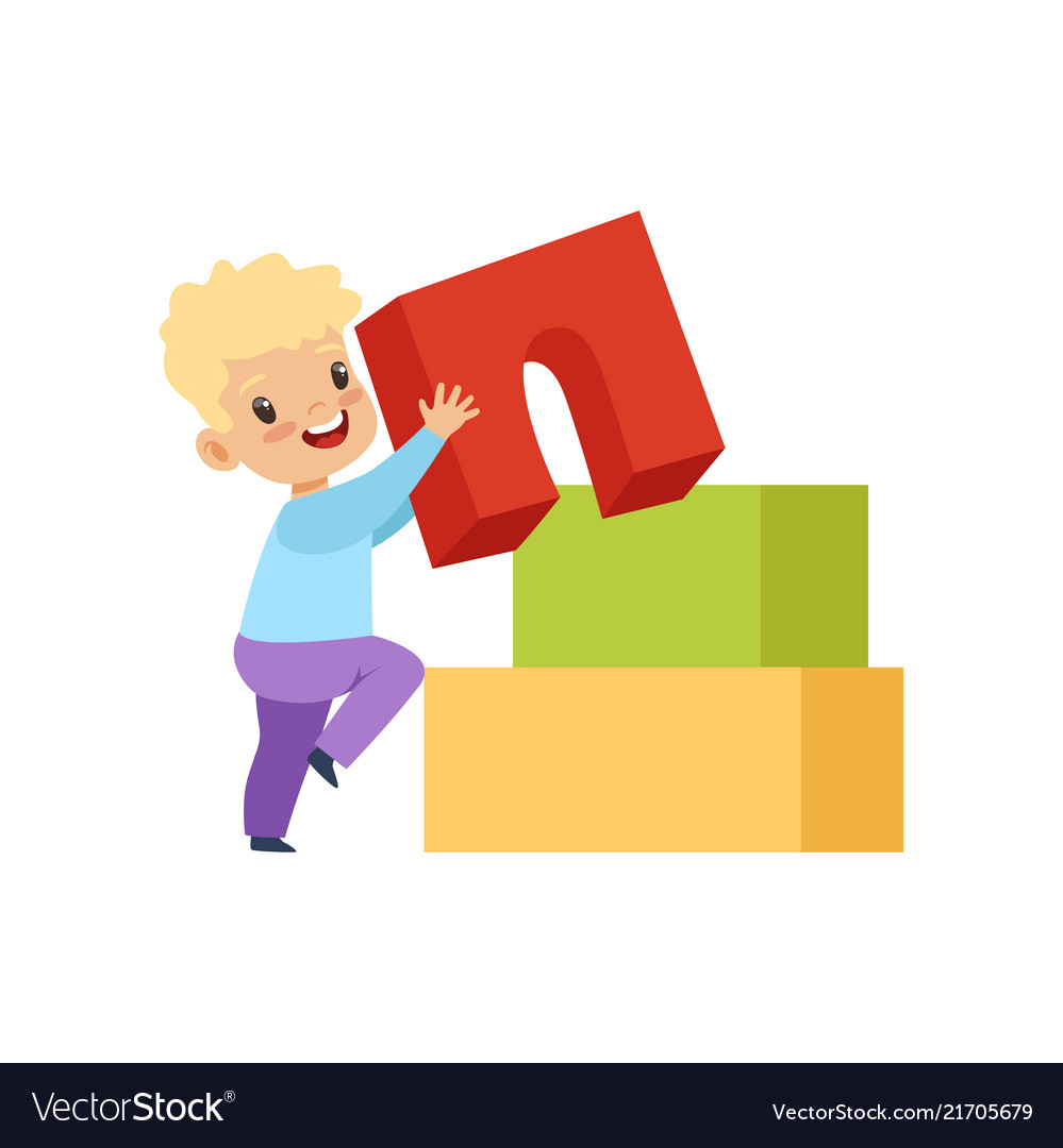 Boy Playing With Building Blocks