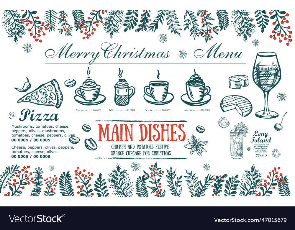 Christmas menu cafe food flyer restaurant