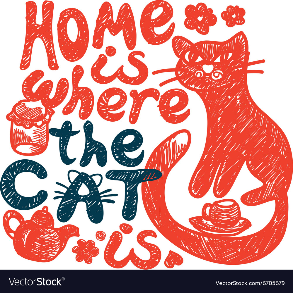 Home is where cat Royalty Free Vector Image - VectorStock