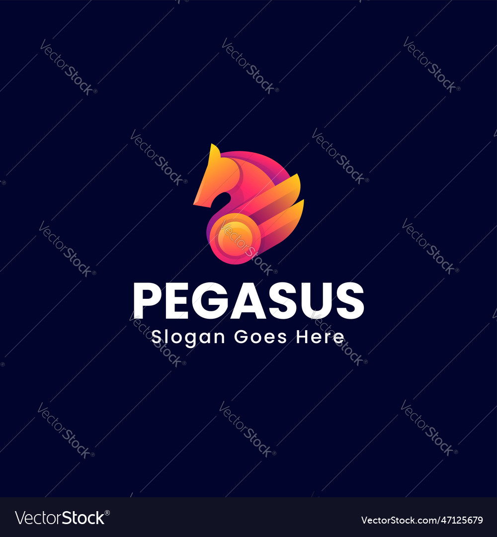 Logo pegasus gradient colorful style Royalty Free Vector