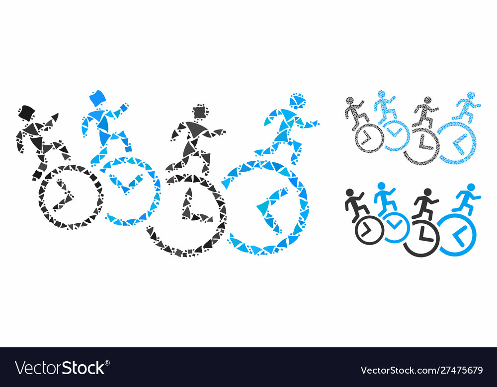 Men running over clocks composition icon bumpy vector image Men running over clocks composition icon bumpy