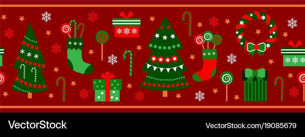 Merry christmas decorations elements seamless Vector Image