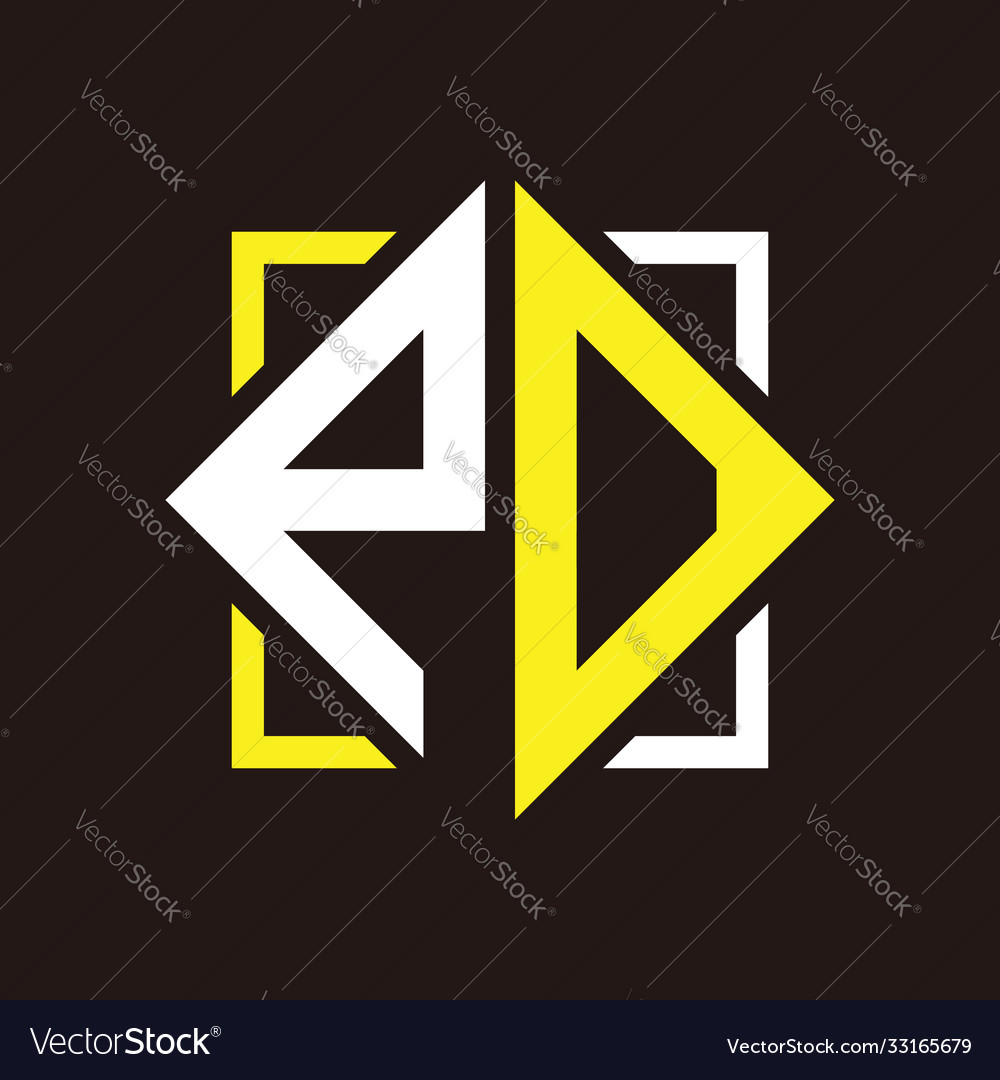 P o initials quadrangle monogram with square