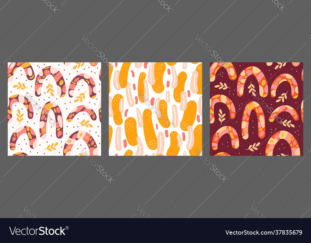 Seamless pattern set with rainbow cheerful vector image Seamless pattern set with rainbow cheerful