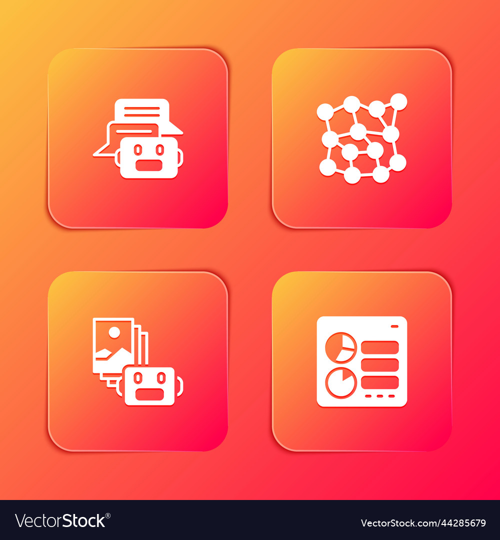 Set chat bot neural network artificial vector image Set chat bot neural network artificial