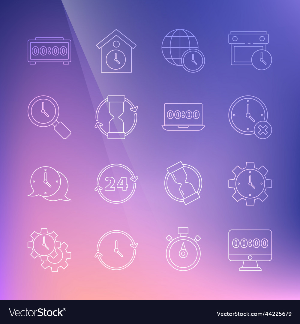 Set line clock on monitor time management delete Vector Image Set line clock on monitor time management delete