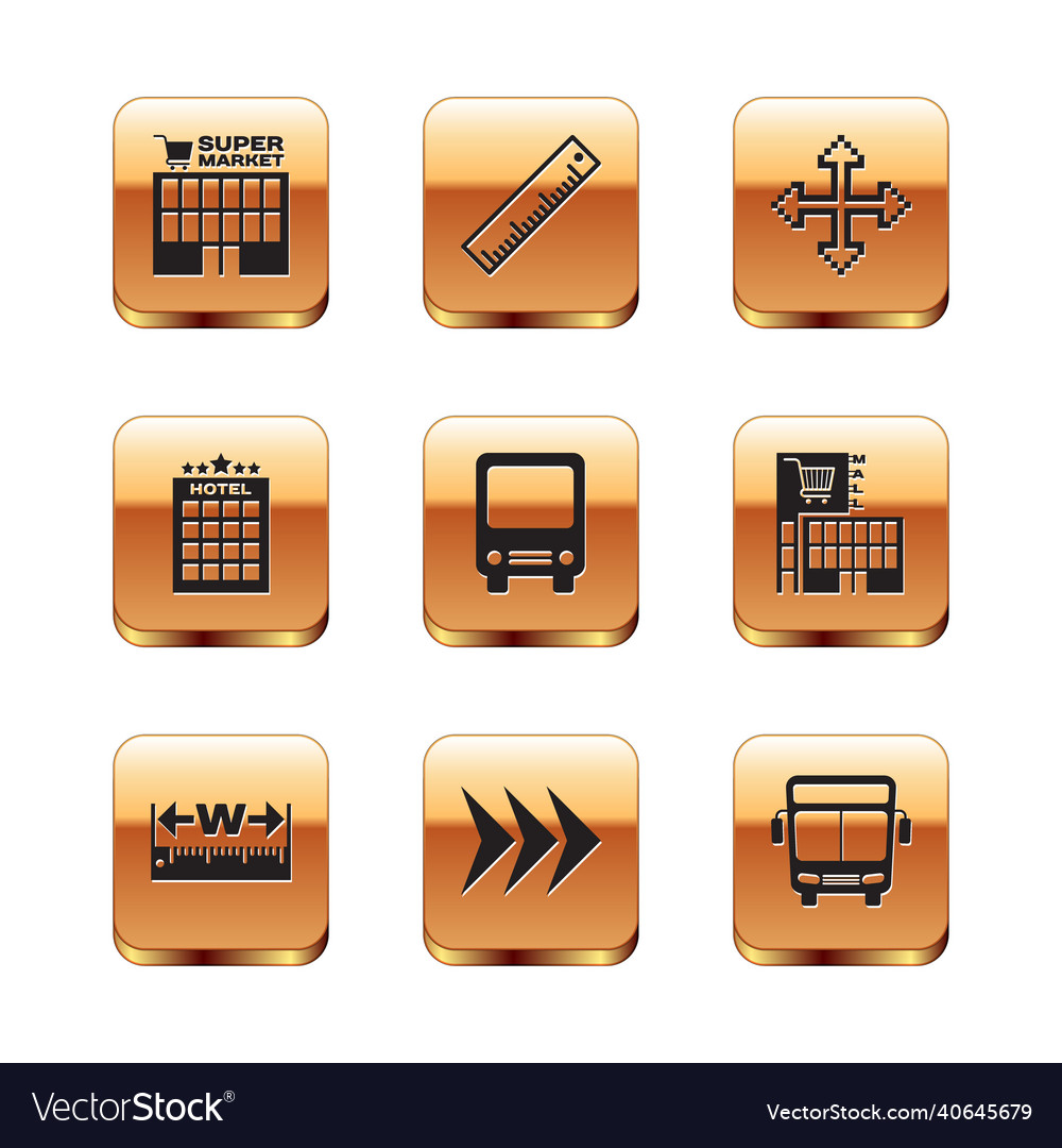 Set supermarket building measuring height vector image Set supermarket building measuring height