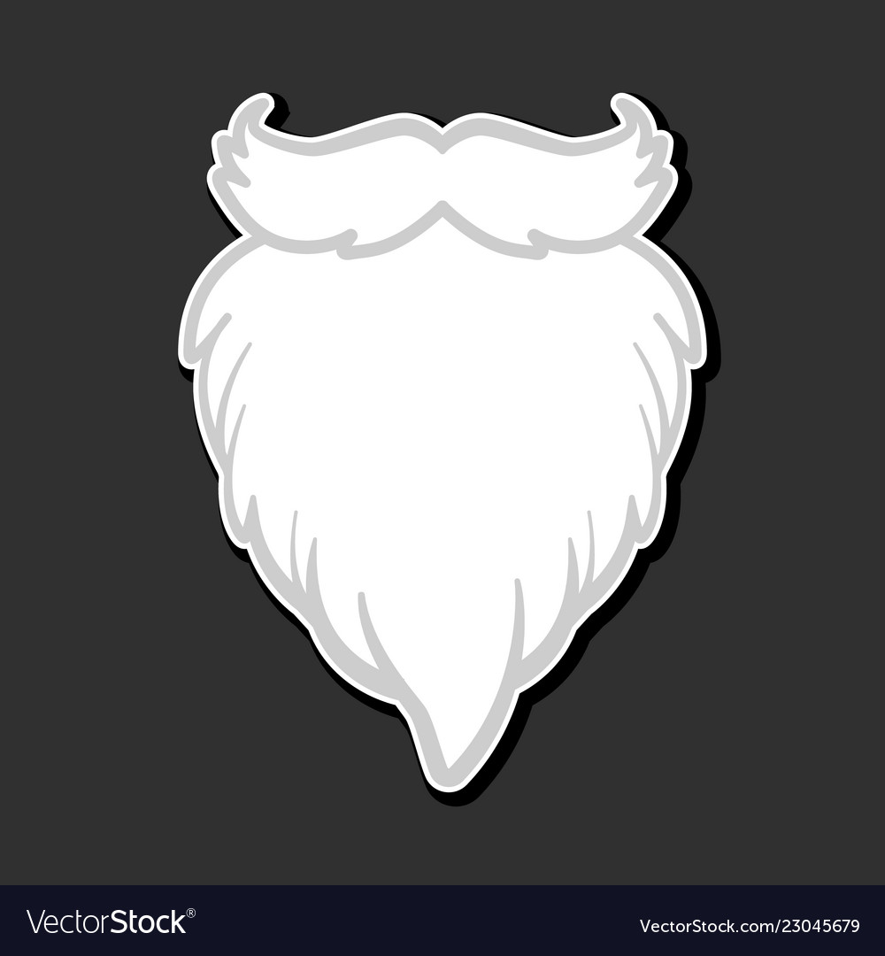 White furry santa claus beard isolated Royalty Free Vector