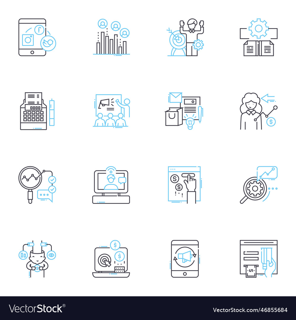 Business strategy linear icons set innovation