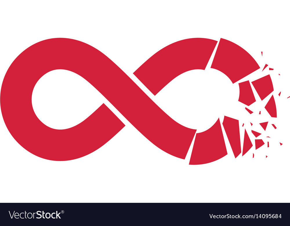 Crashed infinity loop symbol conceptual logo