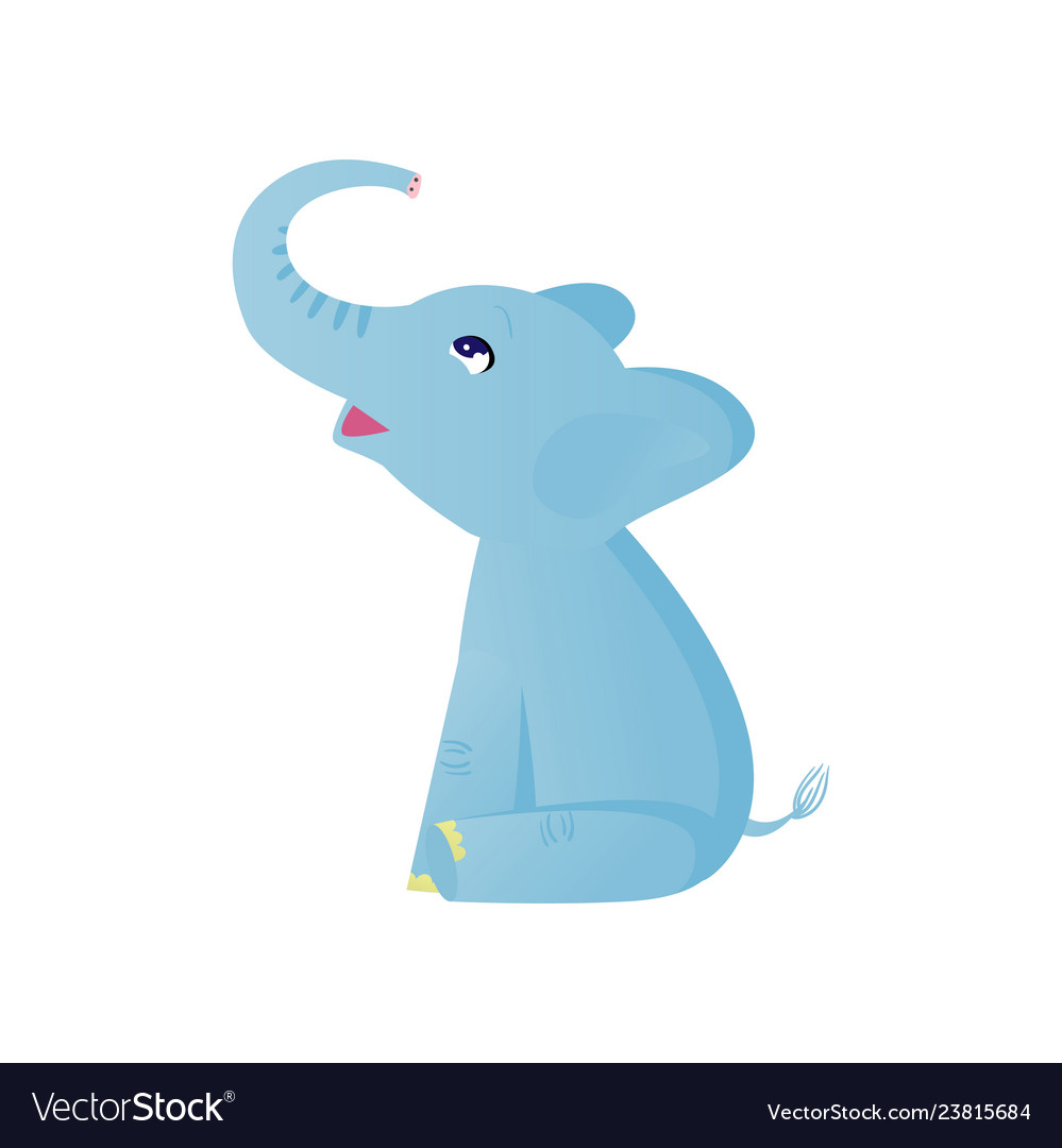 Cute baby elephant sitting light blue lovely Vector Image