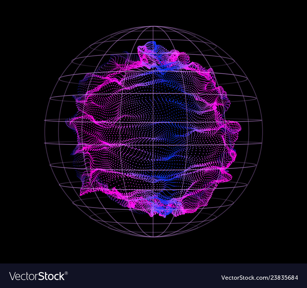 Dynamic particles wave from nodes 3d sea array Vector Image Dynamic particles wave from nodes 3d sea array