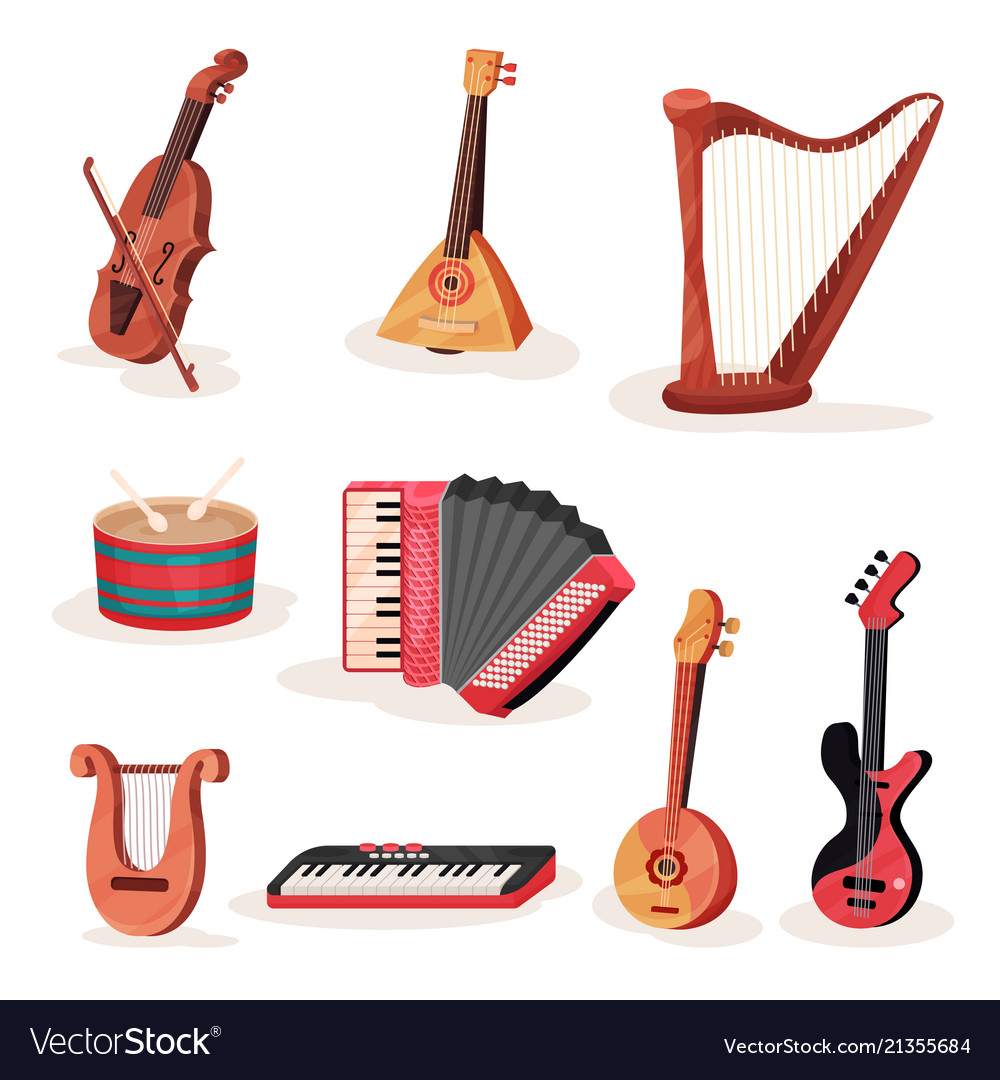 Flat set of various strings keyboards